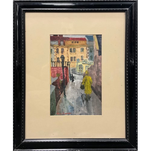 536 - Alan Lowndes (1921–1978) (manner of), 
Figures on a Street
bearing signature, oil on canvas on board... 