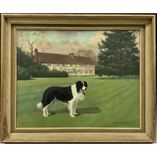 544 - Roy Nockolds 
Collie, in the Grounds of an English Country House 
signed, oil on canvas, 40cm x 50.5... 