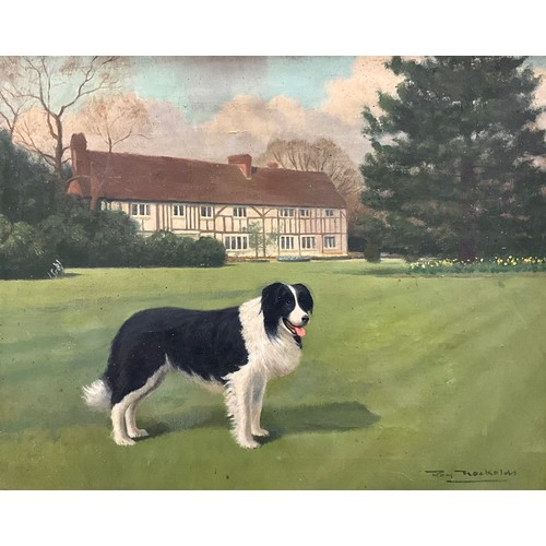 544 - Roy Nockolds 
Collie, in the Grounds of an English Country House 
signed, oil on canvas, 40cm x 50.5... 