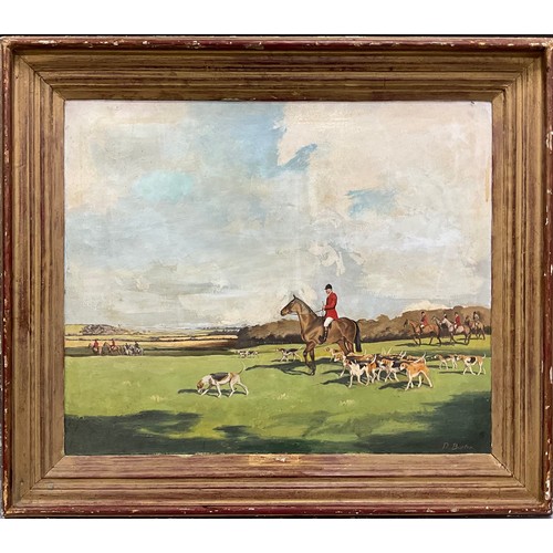 542 - D. Burton 
Out with the Hounds 
signed, oil on canvas, 51cm x 61cm.