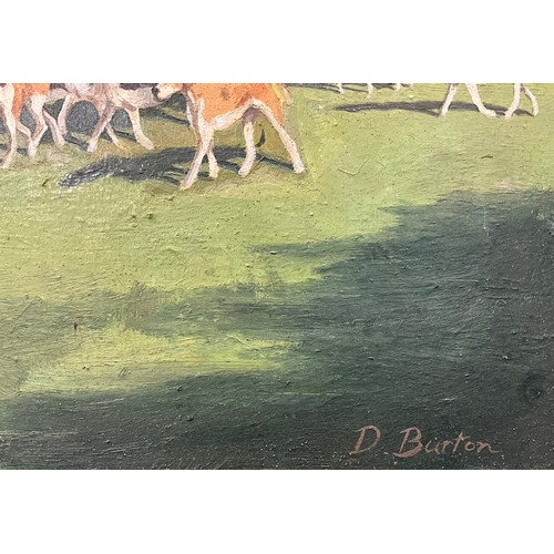 542 - D. Burton 
Out with the Hounds 
signed, oil on canvas, 51cm x 61cm.