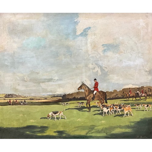 542 - D. Burton 
Out with the Hounds 
signed, oil on canvas, 51cm x 61cm.
