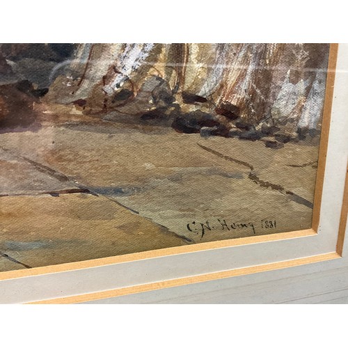 513 - Charles Napier Hemy 
Whitby 
signed, dated 1881, watercolour, 25cm x 36cm.