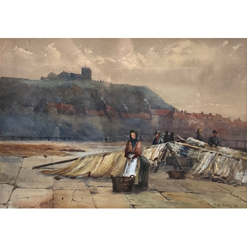 513 - Charles Napier Hemy 
Whitby 
signed, dated 1881, watercolour, 25cm x 36cm.
