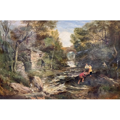 529 - A. W. Callcott 
A Rocky River, with figures, 
dated 1830, oil on canvas, 35.5cm x 53.5cm.
