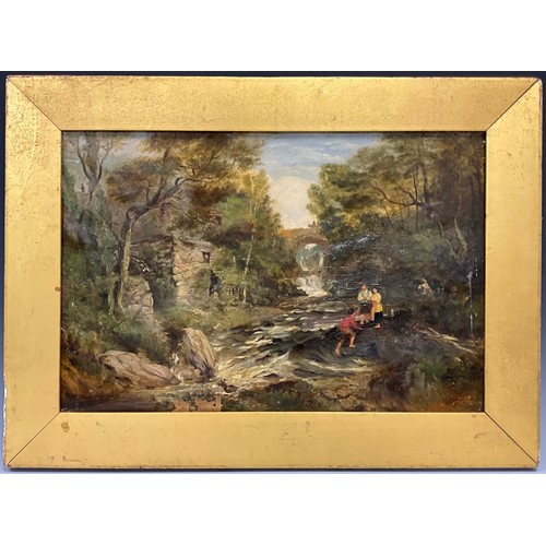 529 - A. W. Callcott 
A Rocky River, with figures, 
dated 1830, oil on canvas, 35.5cm x 53.5cm.