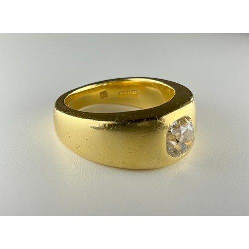 182 - An 18ct gold old mine cut diamond solitaire ring, 
set with an approx. 0.60ct old mine cut diamond, ... 