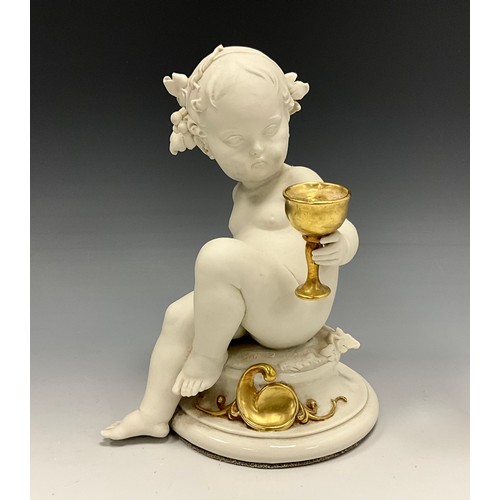 233 - A Parianware figure, ‘Una and the Lion’, Una seated on the Lion, which stands, head turned to side, ... 