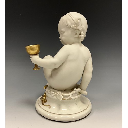 233 - A Parianware figure, ‘Una and the Lion’, Una seated on the Lion, which stands, head turned to side, ... 