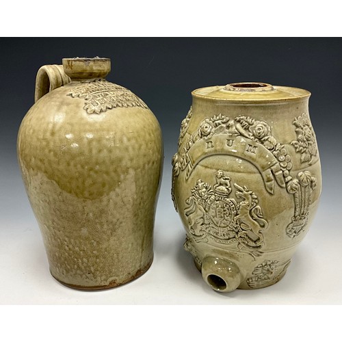 226 - A 19th century glazed stoneware flagon, ‘W. Barton, Spirit Merchant, Wicker, Sheffield’, 30cm high; ... 