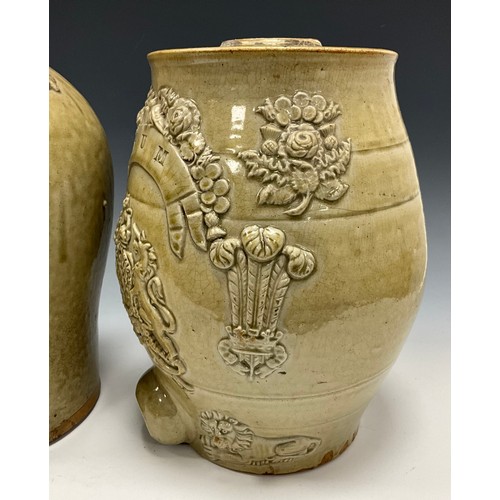 226 - A 19th century glazed stoneware flagon, ‘W. Barton, Spirit Merchant, Wicker, Sheffield’, 30cm high; ... 