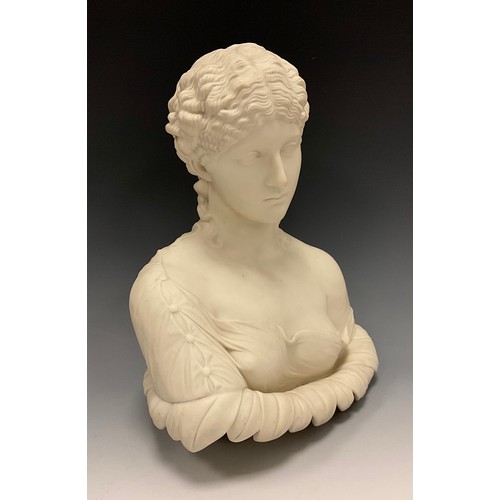 234 - A Victorian Copeland Parian bust of Clytie, 28cm high, faint marks verso.