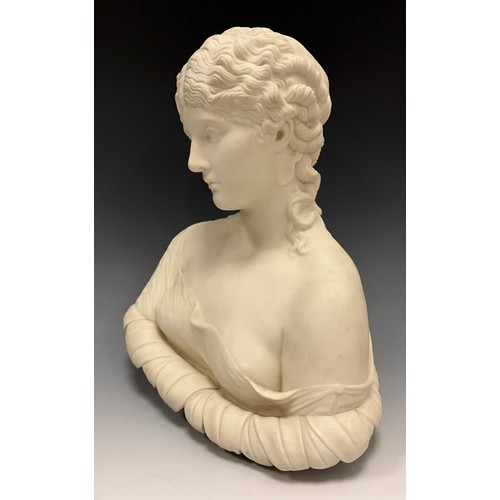 234 - A Victorian Copeland Parian bust of Clytie, 28cm high, faint marks verso.
