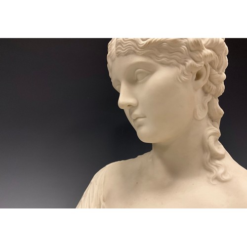 234 - A Victorian Copeland Parian bust of Clytie, 28cm high, faint marks verso.
