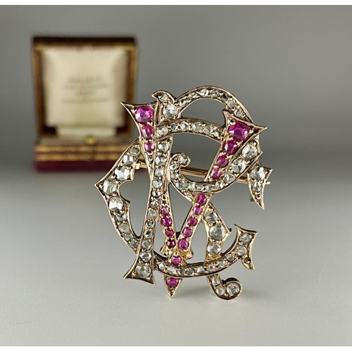 198 - An Antique unmarked rose gold metal ruby and rose cut diamond set 