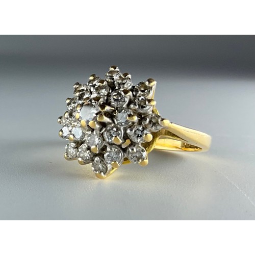 177 - An 18ct gold diamond cluster ring, set with an approx. 0.08ct round brilliant cut diamond in the cen... 