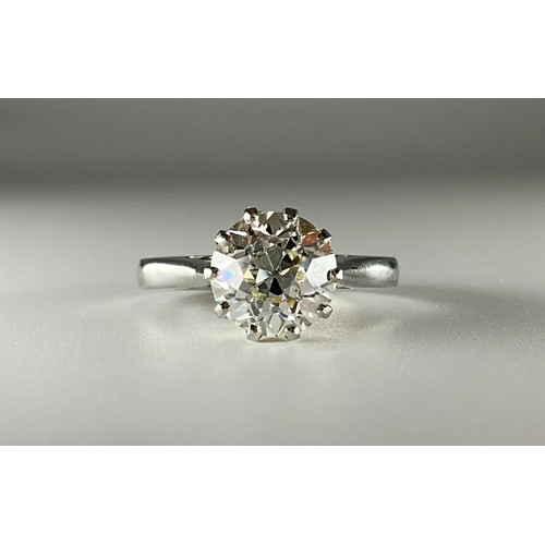 141 - A platinum solitaire old European cut diamond ring, set with an approx. 1.70ct solitaire old europea... 