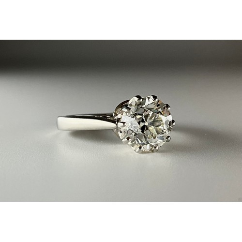 141 - A platinum solitaire old European cut diamond ring, set with an approx. 1.70ct solitaire old europea... 