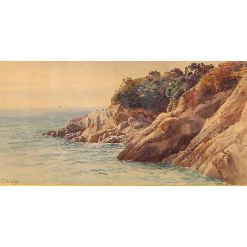 133 - Charles William Adderton (1866-1944) Looking Along the Rocks, signed with initial C W A, dated 87, 1... 