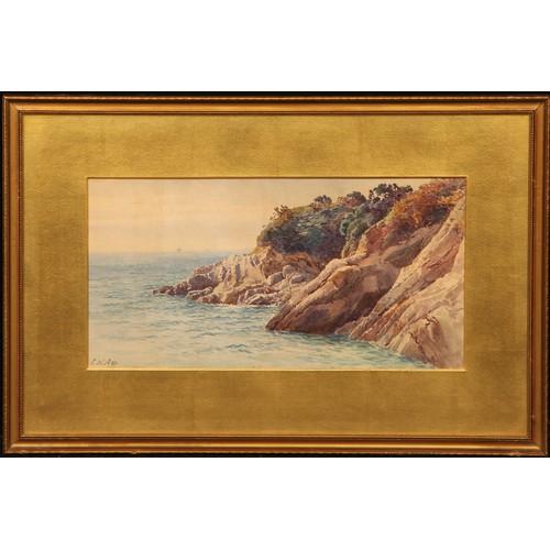133 - Charles William Adderton (1866-1944) Looking Along the Rocks, signed with initial C W A, dated 87, 1... 