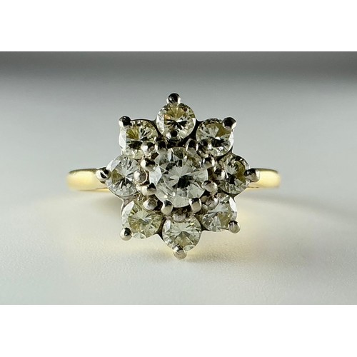 178 - An 18ct gold diamond cluster ring, set with a central approx. 0.40ct round brilliant cut diamond sur... 