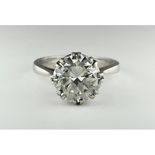 137 - A platinum diamond solitaire engagement ring, set with an approx. 2.50ct round brilliant cut diamond... 