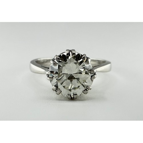 137 - A platinum diamond solitaire engagement ring, set with an approx. 2.50ct round brilliant cut diamond... 