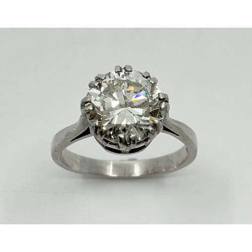 137 - A platinum diamond solitaire engagement ring, set with an approx. 2.50ct round brilliant cut diamond... 