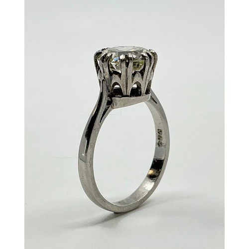 137 - A platinum diamond solitaire engagement ring, set with an approx. 2.50ct round brilliant cut diamond... 