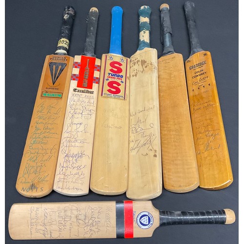167 - Cricket - A miniature Colin Cowdrey cricket bat, marked Kent 1961, with 13 signature; others Duncan ... 