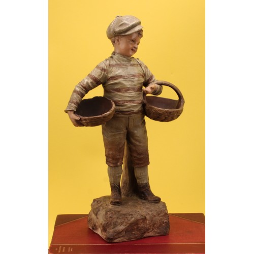 178 - An Austrian terracotta figure by Johann Maresch (1821 - 1914), The Basket Boy, number 6117, designed... 