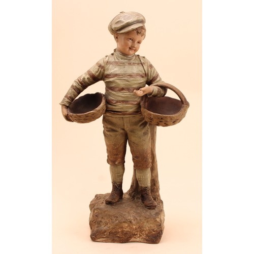 178 - An Austrian terracotta figure by Johann Maresch (1821 - 1914), The Basket Boy, number 6117, designed... 