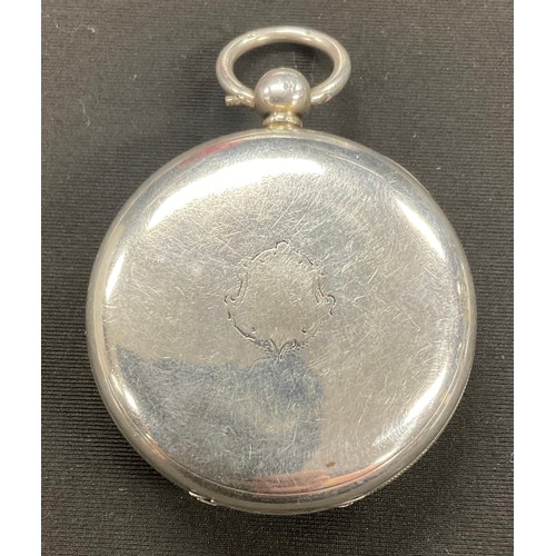314 - A hallmarked silver fusee pocket watch, 50mm white enamel face with secondary seconds dial. Roman nu... 