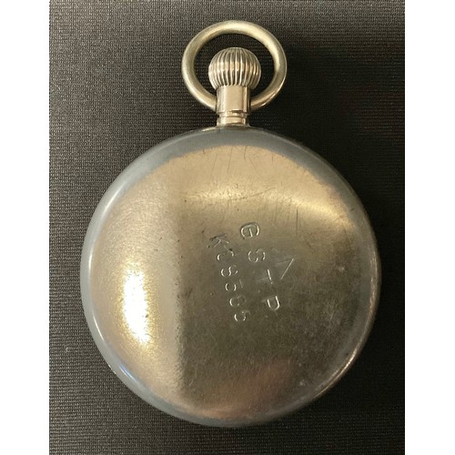 317 - A World War II military open faced pocket watch, inscribed to verso G.S.T.P KC8385