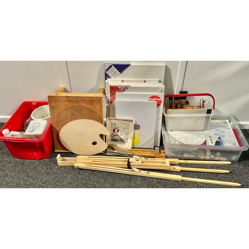 273 - Artist's Materials - including Bob Ross oil paints; other accessories, two easels, sketching table, ... 