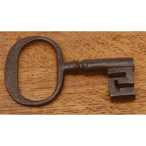 276 - Copoclephily - Nottinghamshire - a 19th century steel country house key, the bow inscribed Nettlewor... 