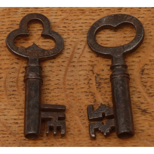 278 - Copoclephily - Nottinghamshire - a 19th century steel country house estate key, the bow inscribed Fl... 