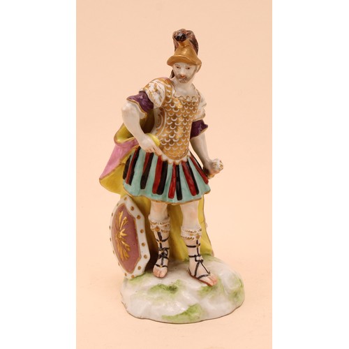 288 - A Samson Paris figure, of Mars as a centurion, he stands wearing a feathered helmet, chain mail unif... 