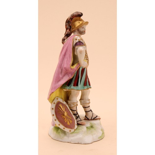 288 - A Samson Paris figure, of Mars as a centurion, he stands wearing a feathered helmet, chain mail unif... 