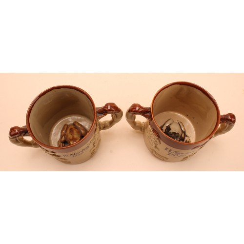 290 - A large Denby salt glazed mug, single greyhound handle, sprigged with George and the Dragon, Windmil... 