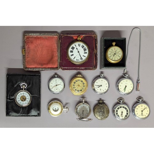 Pocket Watches - a Goliath type travelling pocket watch, bold Roman ...