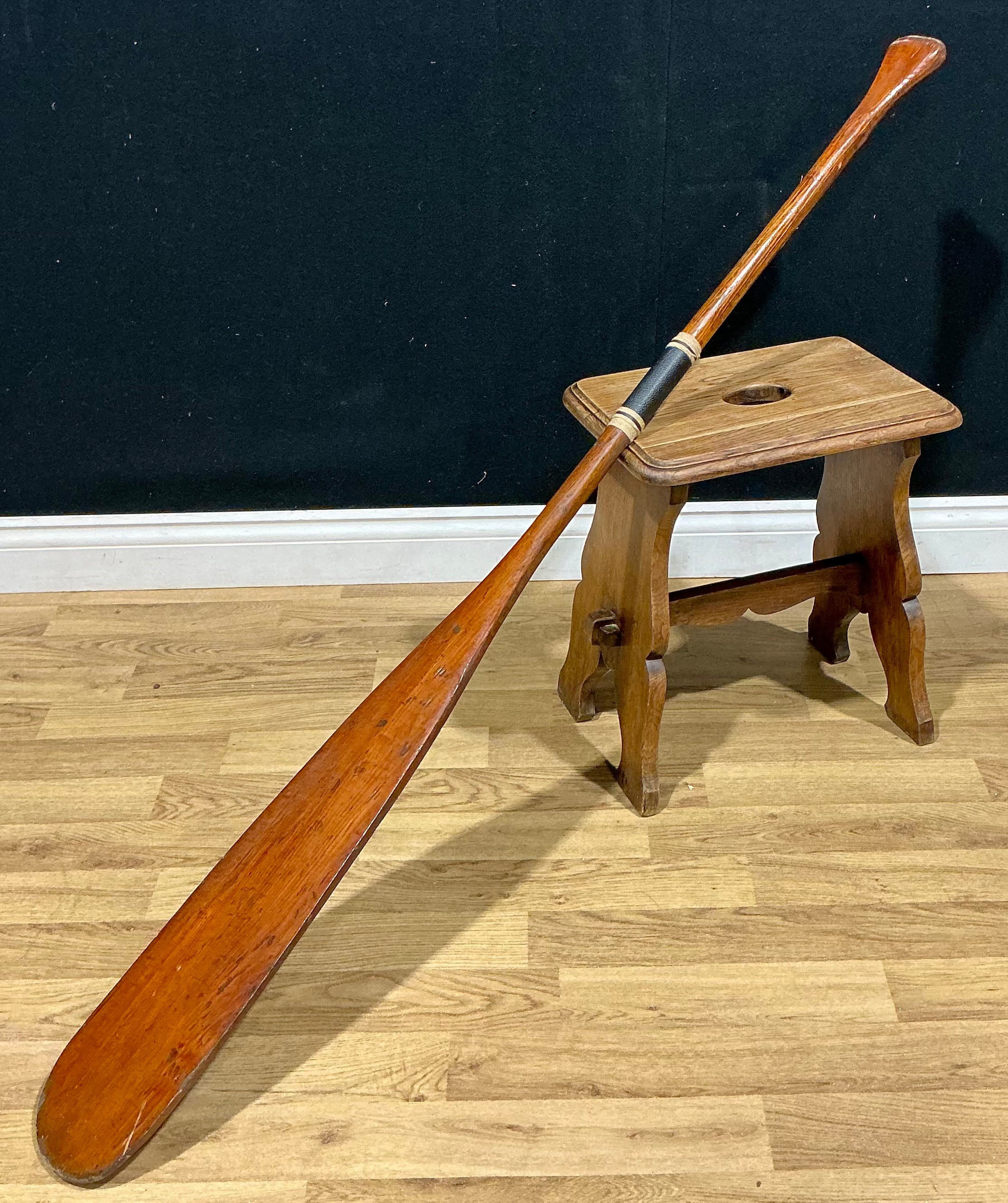 A one piece pitch pine rowing oar, approximately 5ft in length, 20th ce