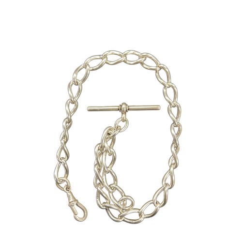 A hallmarked silver elongated link Albert pocket watch chain, 35.8g