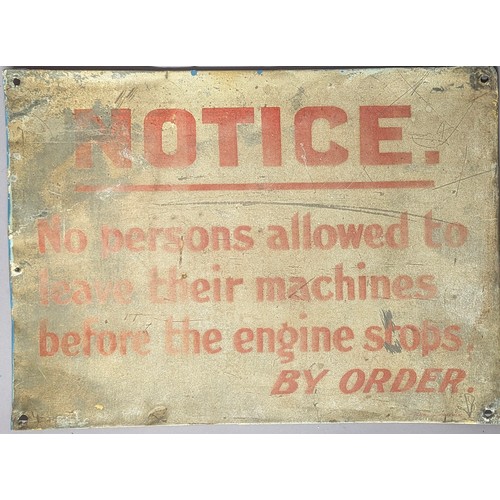 Industrial Salvage - a collection of six rectangular tin factory signs ...