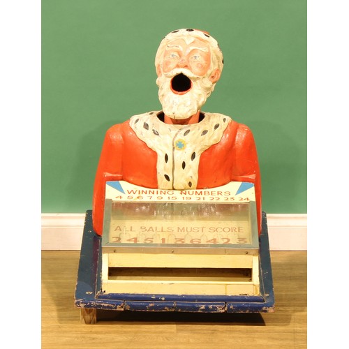 3023 - Fairground Interest - a mid 20th century painted cast metal side stall ball toss game, in the form o... 