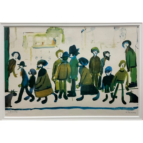 22 - Laurence Stephen Lowry (British, 1887-1976), by and after, ‘People standing about’, signed in pencil... 