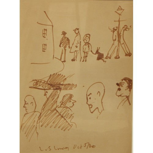 27 - Laurence Stephen Lowry R.A. (1887 - 1976)
Waiting, signed, dated 5/60, felt tip on brown paper, 46cm... 