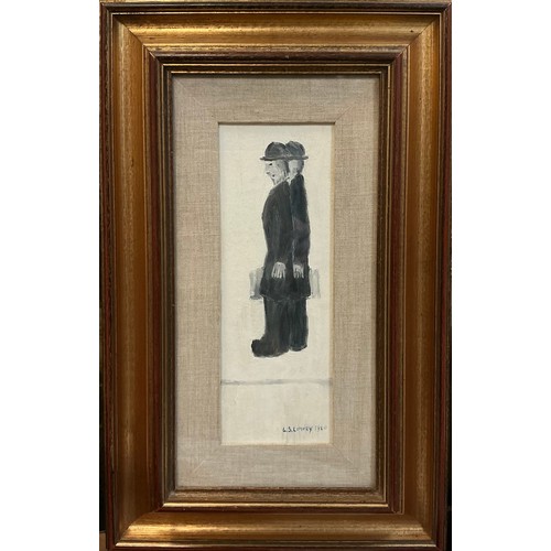 29 - In the manner of L.S. Lowry 
The Two Brothers 
bearing signature, and dated 1960, oil on board, 30cm... 