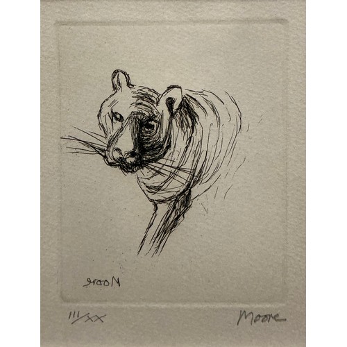 38 - Henry Moore OM CH (1898 - 1986), Tiger, Animals At The Zoo Portfolio (Cranmer CGM 647), etching, art... 