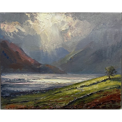 39 - Mark Preston (British, bn. 1976) 
Shifting Light, Crummock Water, 
signed, oil on canvas, 41cm x 51c... 